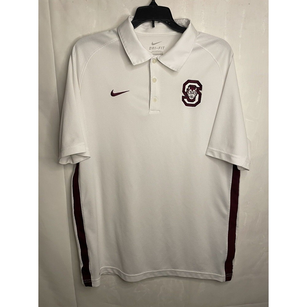 Nike DriFit Polo Shirt Mens Medium White Polyester College Sport Devil Football - Picture 1 of 4